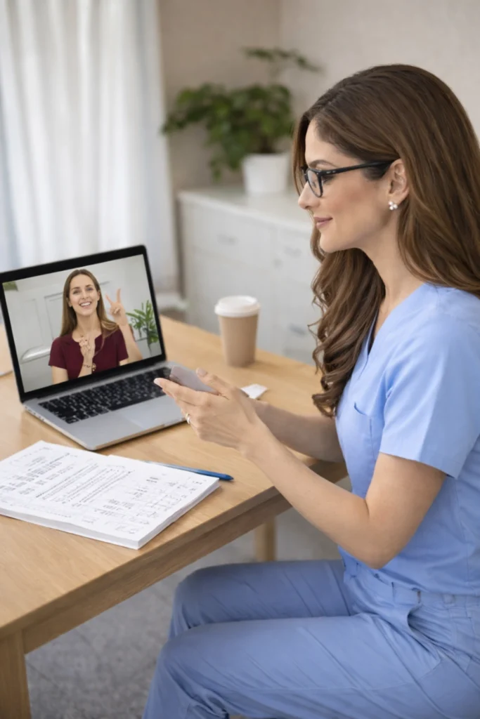 Olivia Oro speech-language pathologist in clinical setting